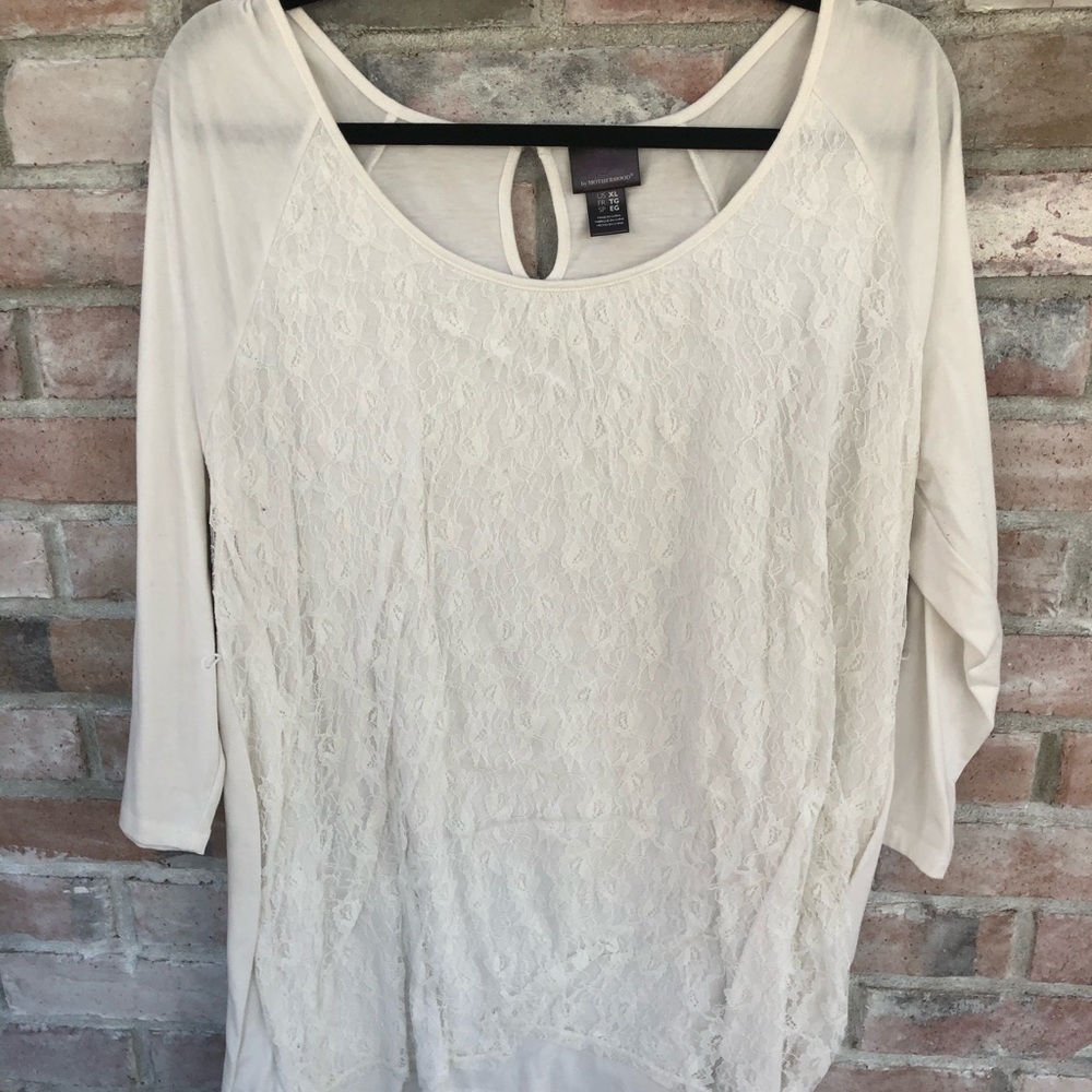 Motherhood Maternity White Lace Shirt XL